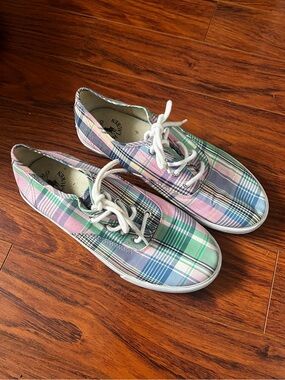 POLO by Ralph Lauren Plaid Lace-Up Canvas Sneakers EUR 36
